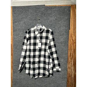 Haute Edition Shirt Womens Large Black White Plaid Button Front Long Sleeve